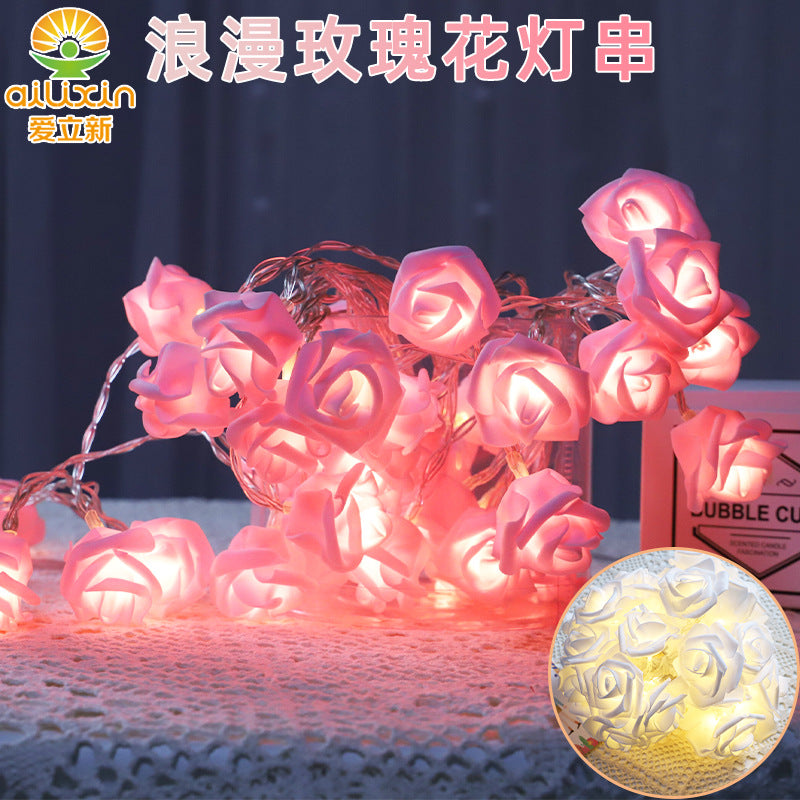 LED rose light string indoor marriage proposal confession rose light string room decoration battery box rose light string colorful lights