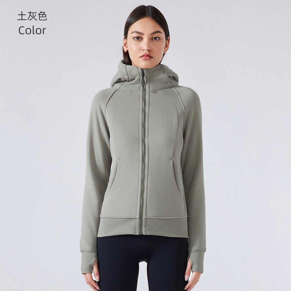Sca new thickened warm hooded jacket women's outdoor fitness sweatshirt yoga jacket sports top dj028