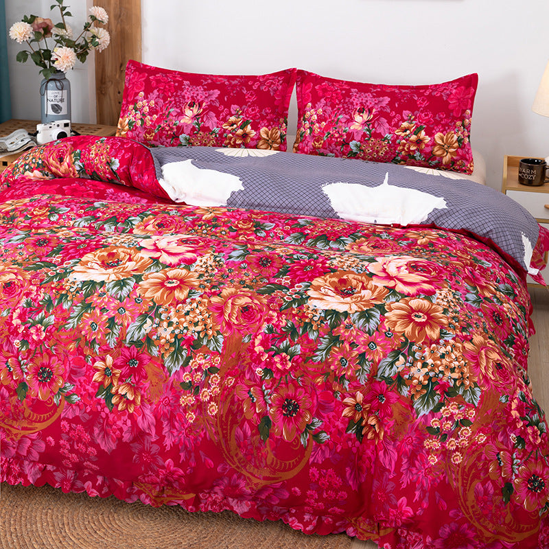 Korean style lace duvet cover, king size 220*240cm, princess duvet cover, student dorm single duvet cover, cartoon wedding bedding