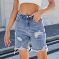 Fashion cross-border women's summer new style   washed casual ripped denim shorts half length pants trendy