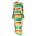 Fashion style cross-border casual vacation hip-covering color matching elegant skirt suit elastic slanted collar asymmetrical two-piece set women's clothing