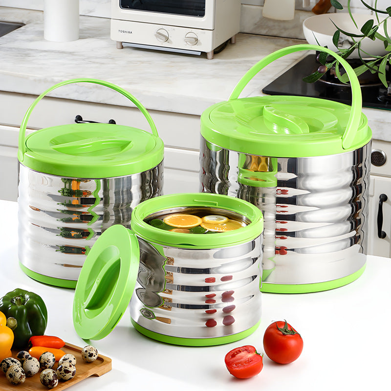 supply personalized large-capacity insulated rice bucket three-piece set portable soup bucket for office workers to bring rice pot