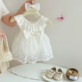 Newborn baby first birthday dress, full month celebration outfit, baby girl fashionable mesh flutter sleeve summer princess romper dress, tulle skirt