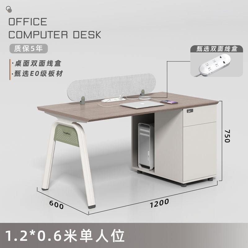 Office desk and chair set - four-seat workstation - modern minimalist design for employees, finance, and general office use