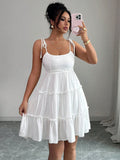 French women's summer new dress european and american cross-border  short skirt cake skirt elegant tie-up suspender skirt