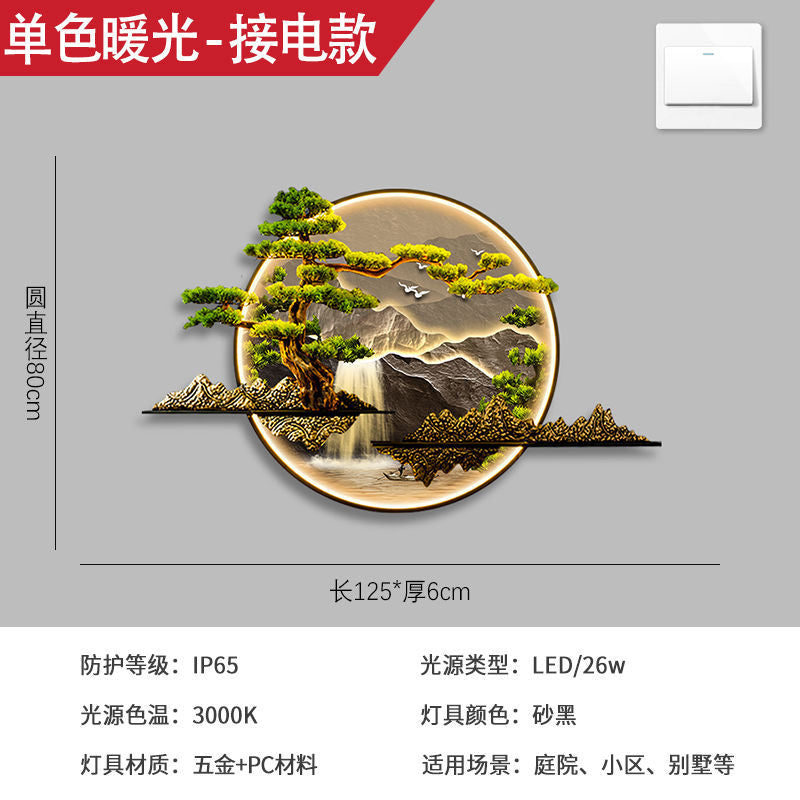 New chinoiserie outdoor waterproof wall lamp solar villa courtyard lamp outdoor wall background shadow wall landscape wall lamp