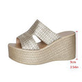 new arrival heel height 9cm size difference 0.5 weight 345g wedge slippers foreign trade women's shoes   dropshipping