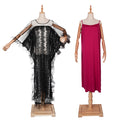 Fashion cross-border foreign trade  mesh patchwork dress african plus size women's suspender skirt two-piece setin stock