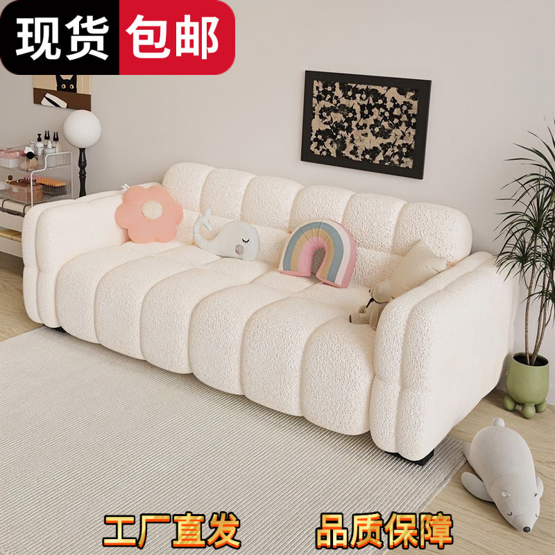 Marshmallow sofa living room new arrival small apartment casual fabric sofa double three person rental house b&b straight row sofa
