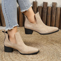 Exportplus sizefall and winternew arrival pointed toe chelsea boots thick heel boots women's suede british style fashion boots