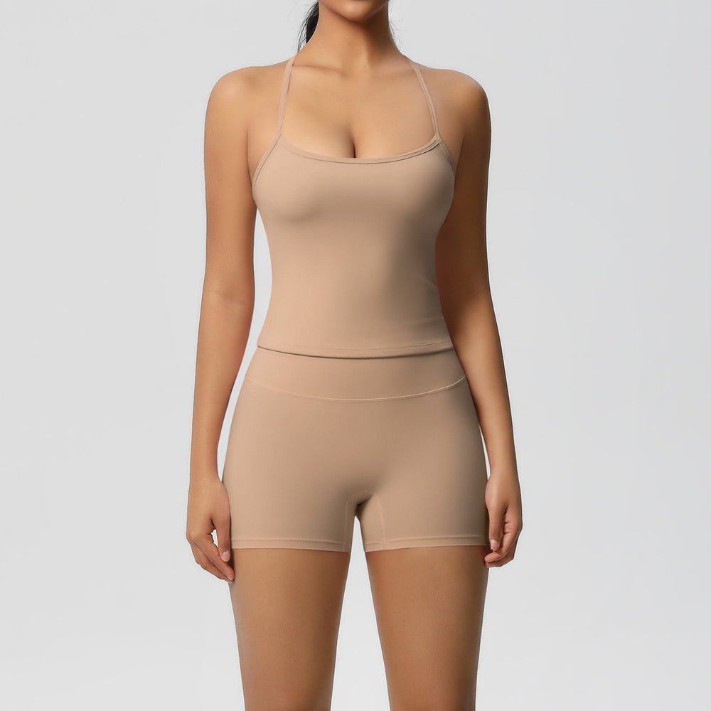 Ready-to-ship, solid color, double-sided brushed, racerback, longline tank top for women. perfect for running, fitness, yoga, and other workouts
