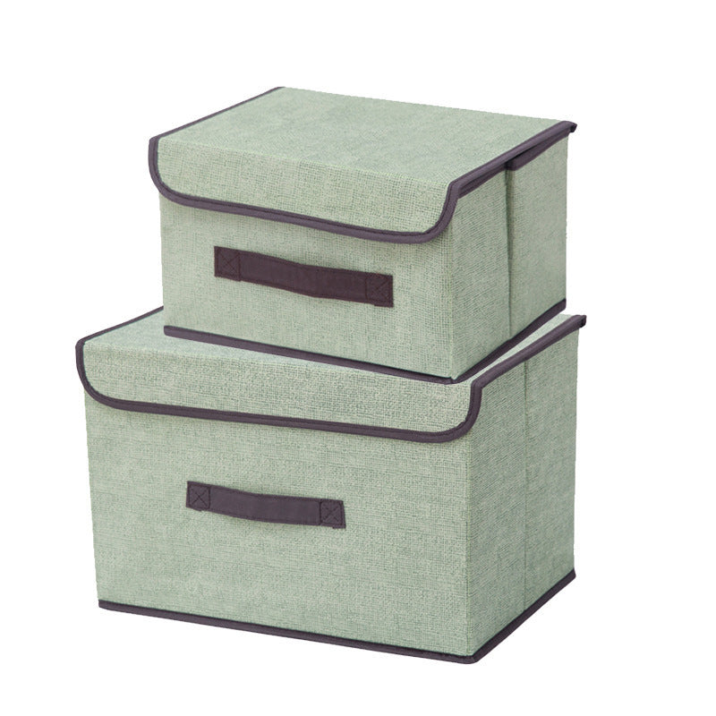 Imitation linen fabric storage box foldable clothing sundries portable dustproof storage box with lid folding storage box wholesale