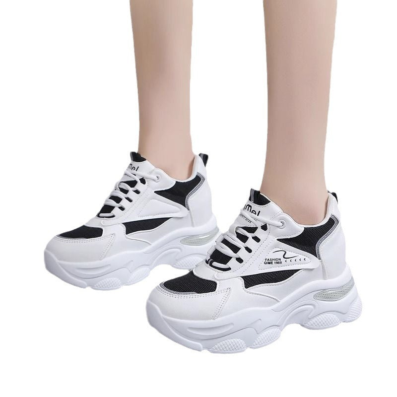 Inner height increase dad shoes women 2024 summer new popular small versatile casual sports mesh white shoes women
