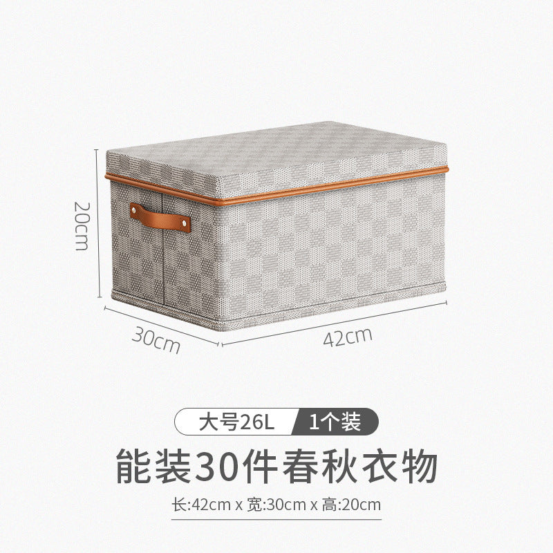 New non-woven checkerboard heaven and earth cover clothes storage box clothing household finishing artifact box toy storage basket