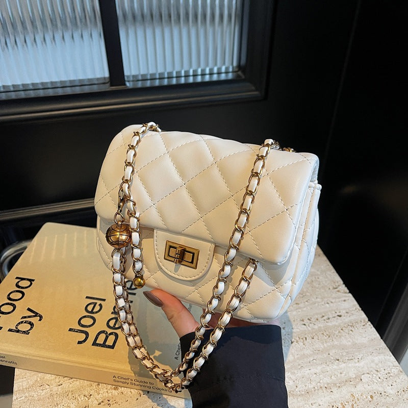 Small square bag women 2025 new trendy fashion diamond chain bag embroidery thread foreign style single shoulder messenger bag women