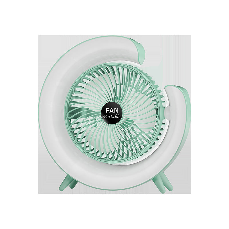 USB charging small fan marquee color small fan office desktop student dormitory portable desk lamp fan