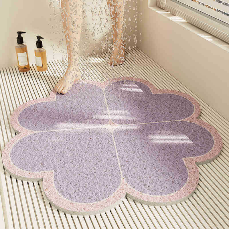 Special-shaped flower bathroom non-slip floor mat cut out wire loop shower room anti-fall foot mat bathroom bathtub drain foot mat