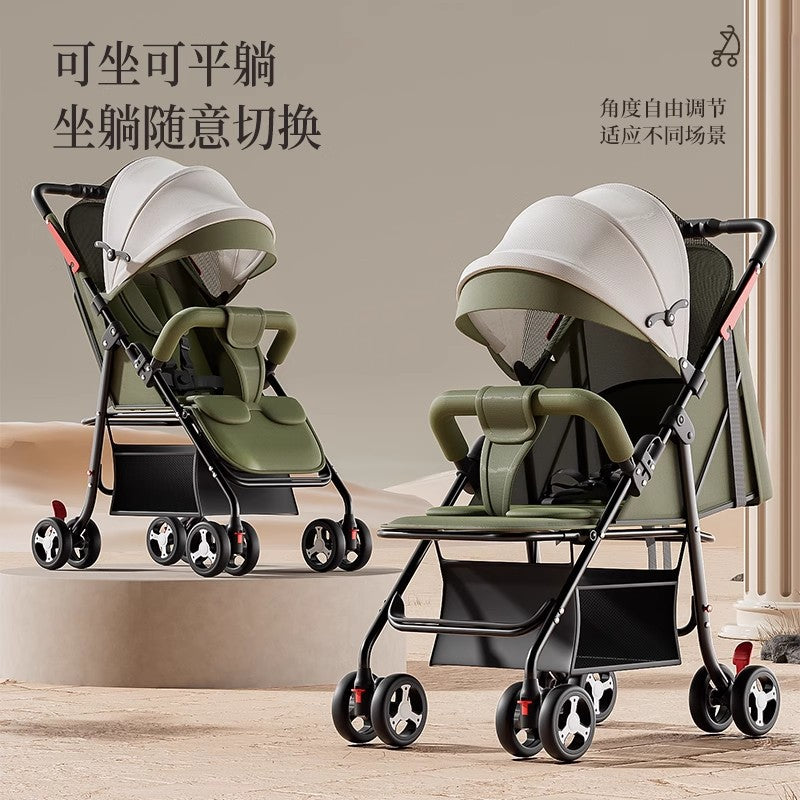Baby stroller - lightweight, foldable, reclining, four-wheel pushchair for infants and toddlers - one-click folding - dropshipping available