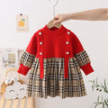 New autumn collection: girls' plaid knit dress - european & american style pullover sweater dress for toddlers & young children