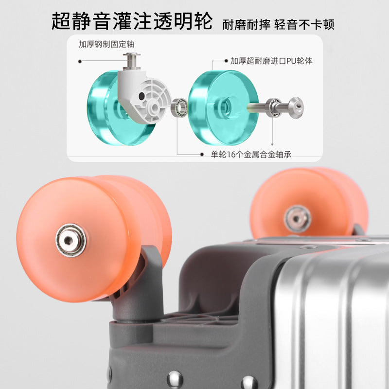 2025 all-aluminum magnesium alloy 28 tie rod suitcase women's 20-inch boarding men's fashion injection molding wheel password box portable