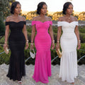 C7660 cross-border   fashion women's sexy solid color mesh bandeau bodycon dress