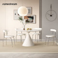 French-style negotiation table, rock slab round dining table, pure white modern minimalist round table, small apartment home dining table and chair set