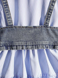 spring new arrival: cross-border shirt collar dress + denim beaded vest two-piece set