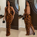 C6982 cross-border   independent station fashionable women's wild leopard print color dress long skirt