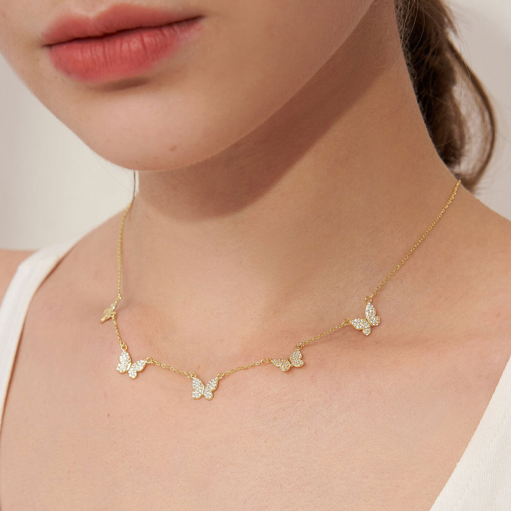 Luochen ins style copper butterfly diamond patchwork necklace pendant classyelegant exquisite easiest for match clavicle chain jewelry