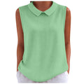 cross-border fashion summer new solid color women's casual waffle knit turn-down collar comfortable breathable tank top - in stock