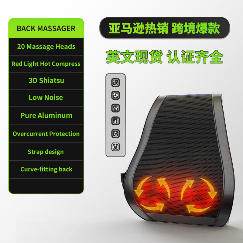 Waist massager english car lumbar support amazon cross-border kneading back shoulder and neck cervical spine massage pillow neck and lumbar spine