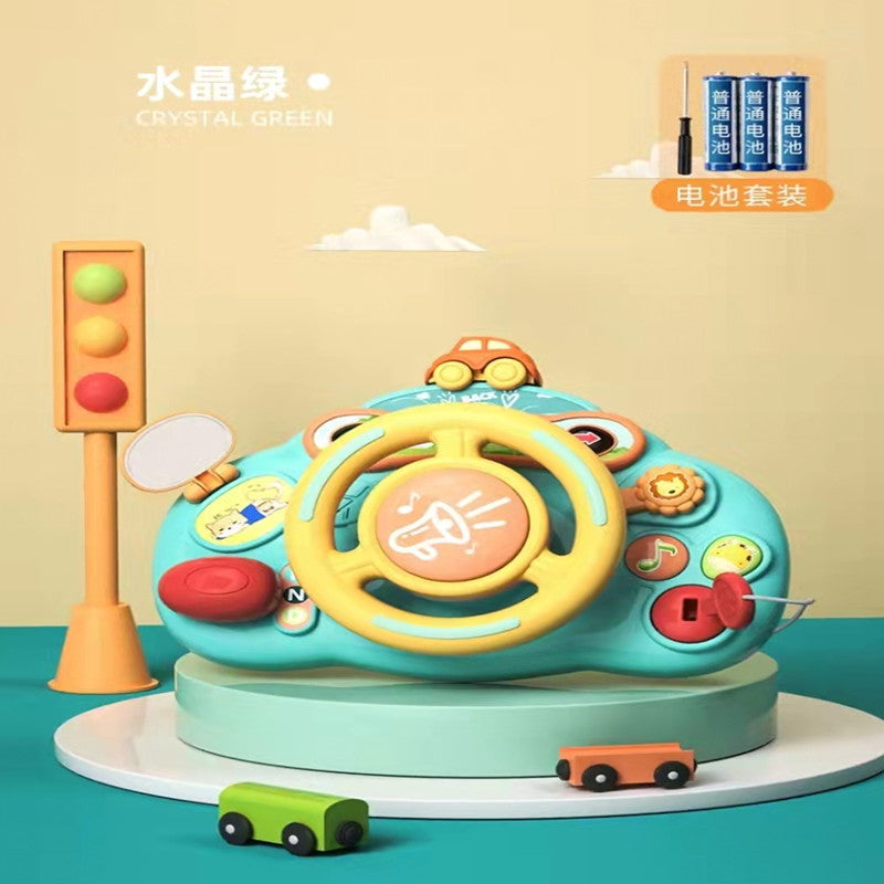 Wholesale children's realistic steering wheel toy - baby simulation car driving console - multifunctional early education educational toy