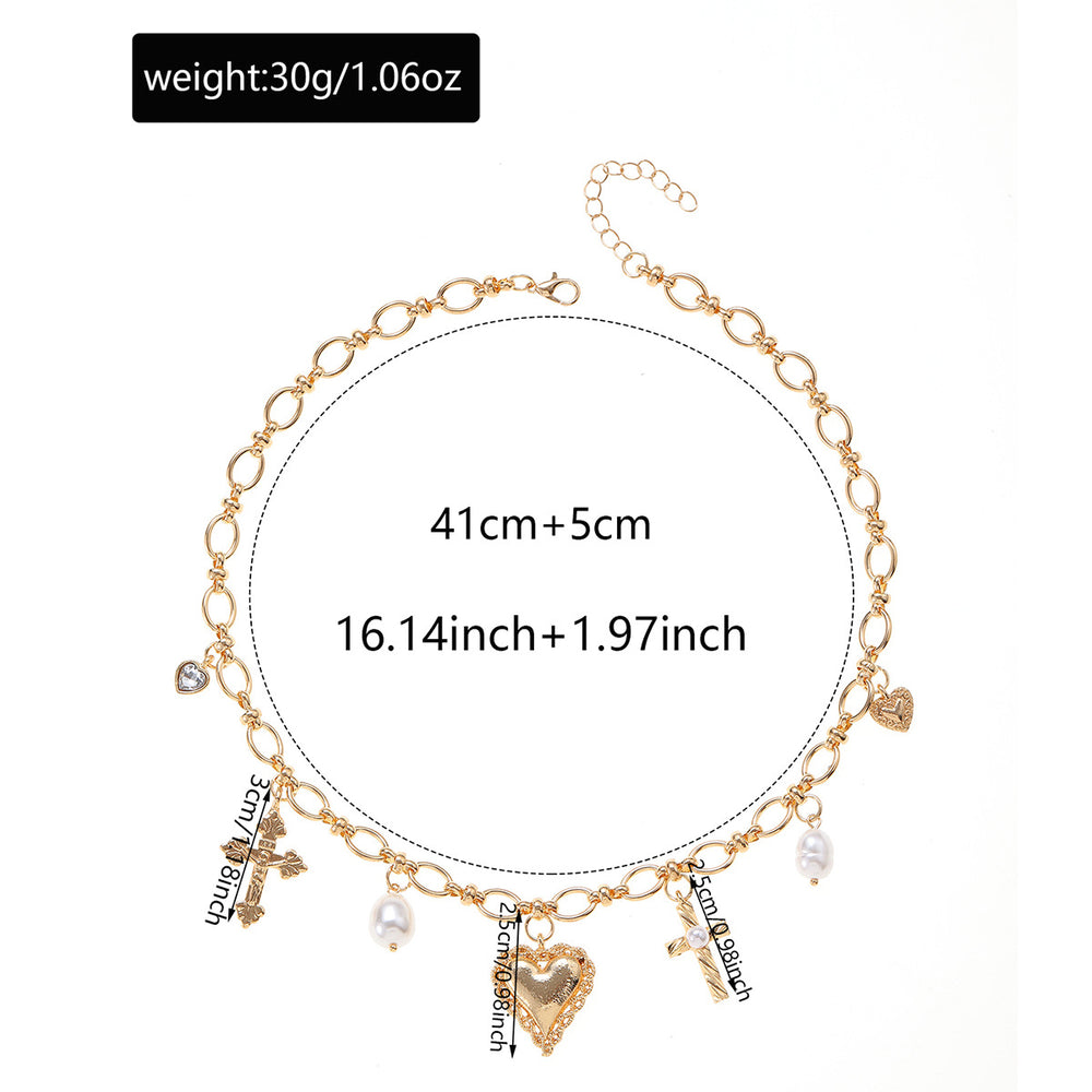 Pearl cross pendant wholesale - trendy cross-border jewelry for women - heart-shaped, niche, high-end, instagrammable, versatile necklace