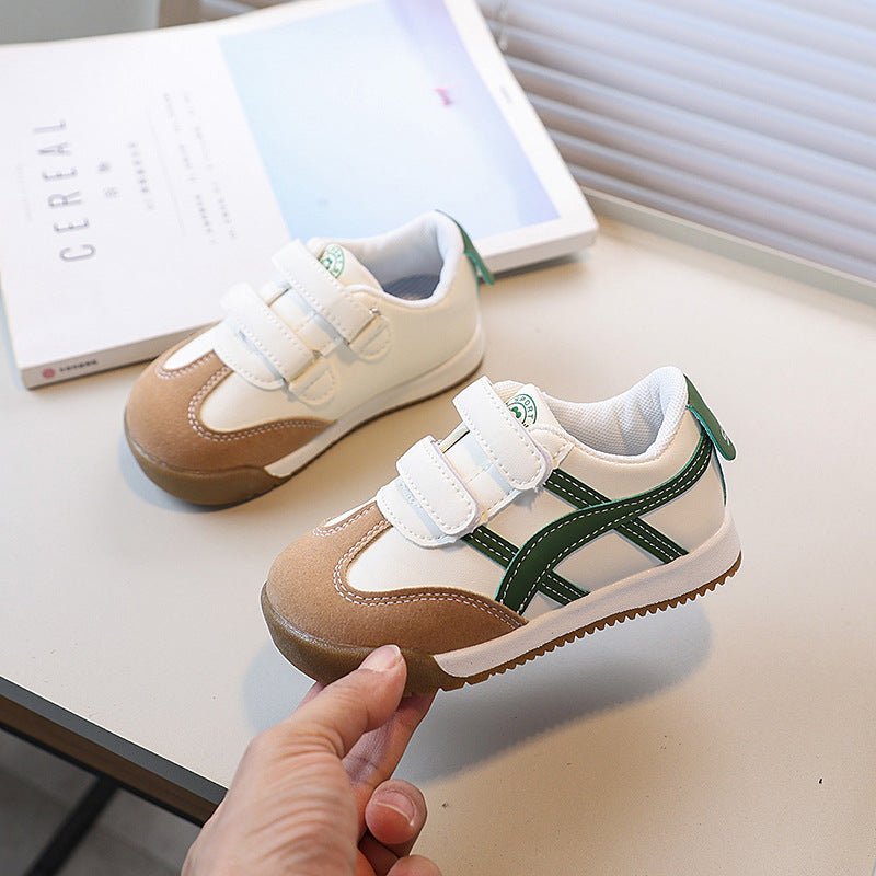 Vancahao girls' anti-slip breathable first walker shoes, white sneakers, soft sole board shoes, boys' anti-kick shoes, forrest gump style