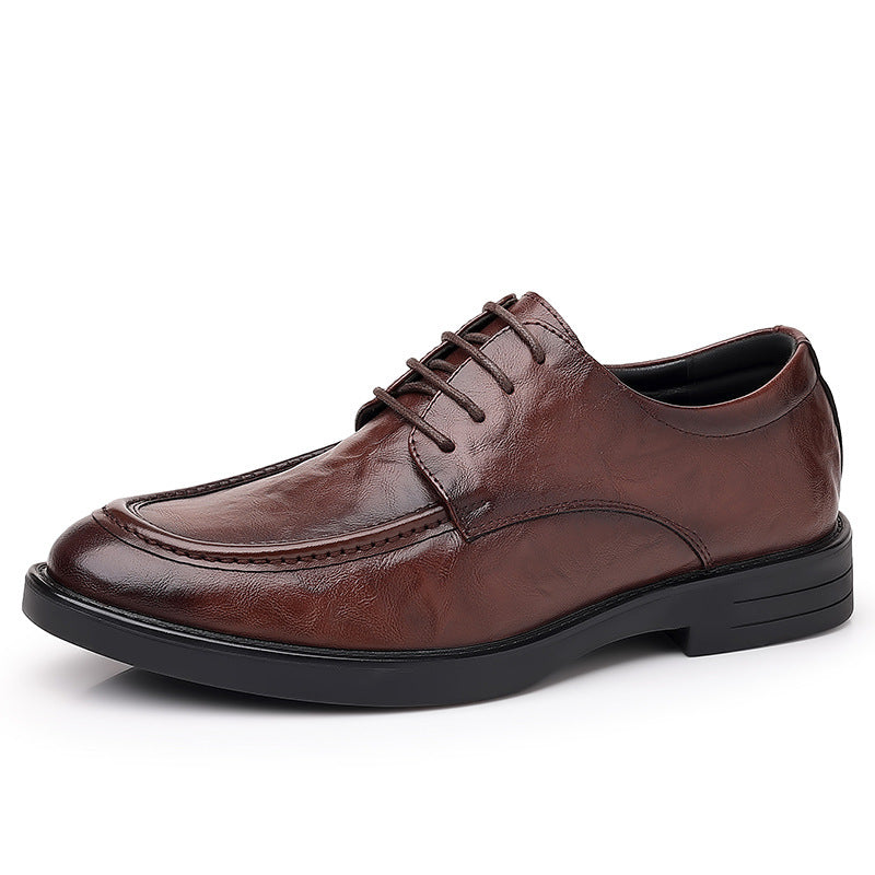 Men's leather shoes - new spring/autumn collection: textured leather, business casual, british style, korean design, perfect for work, groom, and weddings