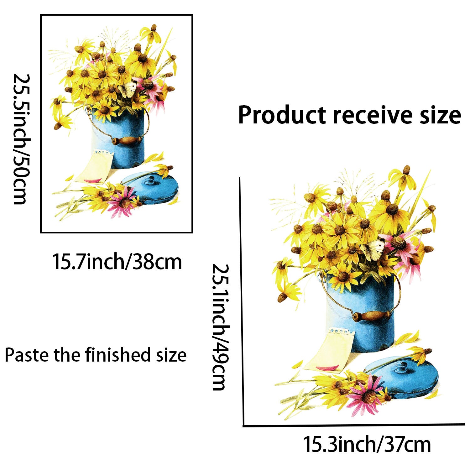Cross-border  new creative flower wall stickers in iron drums are used for beautiful stickers for home decoration