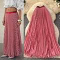 Korean style high-waisted a-line striped patchwork midi skirt - new 2025 collection, versatile striped design with a flowy drape