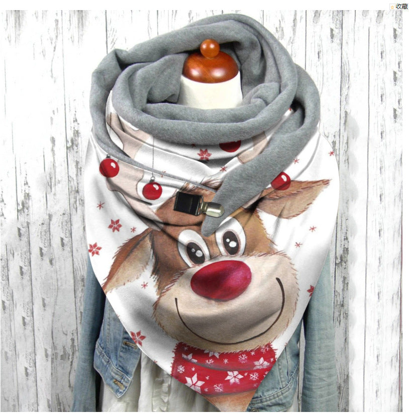 Export fashion buckle imitation cashmere printing scarf long scarf triangle scarf