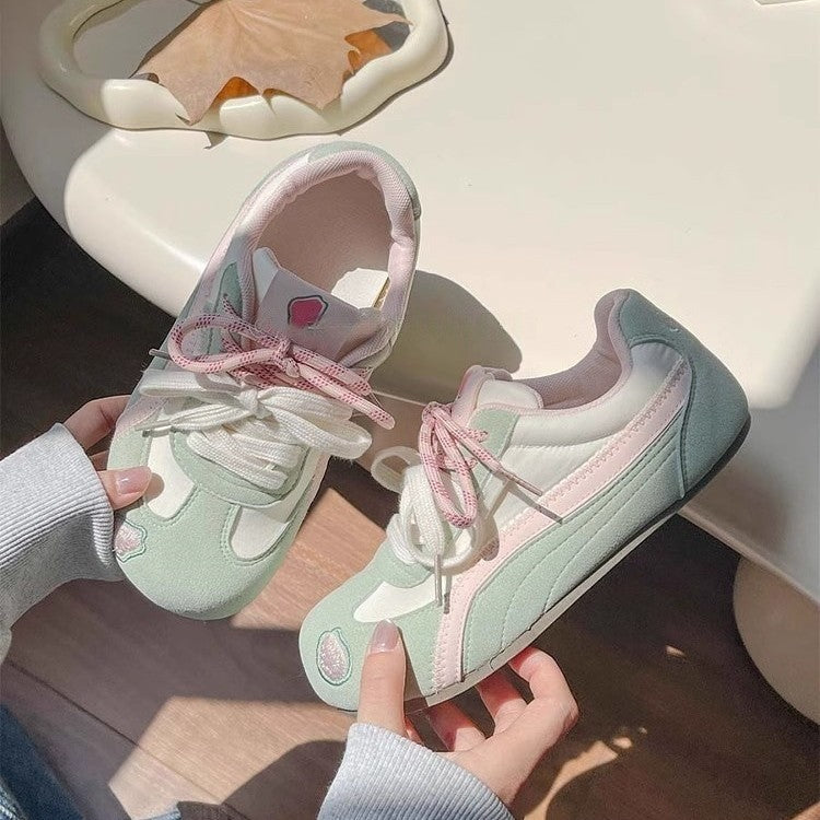 Red german army trainers (gats) for women, 2026 summer new arrival, breathable flat sneakers, retro versatile casual sports white shoes