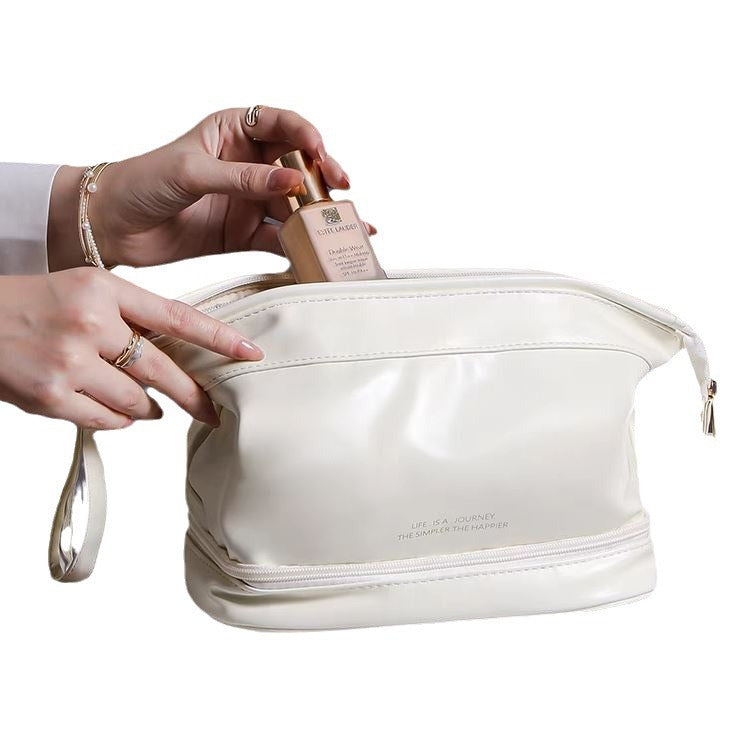 2023 new large-capacity, giant pack! Cloud double-layer cosmetic bag women's portable cosmetics storage box bag