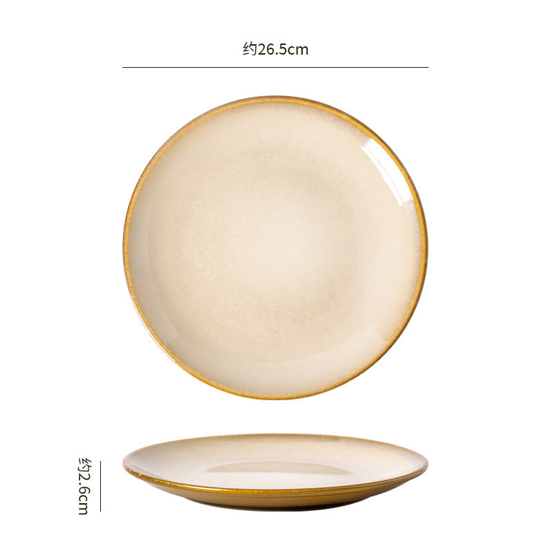 Retro high-looking ceramic stylish dessert plate shallow plate restaurant hotel cooking plate steak western food plate snack plate