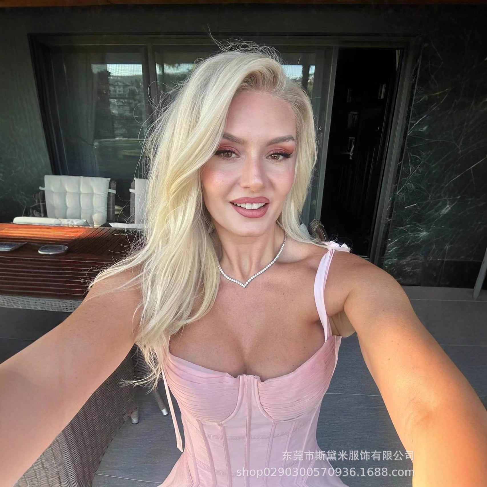 SDM158 temperament pink bow with fishbone tube top suspender pleated dress new holiday girl dress