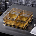 4-compartment fruit platter with amber ripple design + iron stand, thickened plastic
