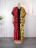e-commerce  independent station african plus size women's clothing velvet sequined dress patchwork printed robe