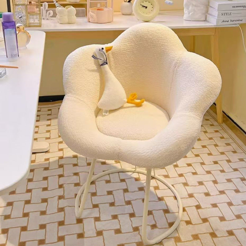 Cosmetic chair small apartment simple petal chair home fabric leisure back chair cream style dressing table chair cross-border