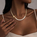 2025 new titanium steel cuban chain with zircon tennis chain – minimalist luxury style, unisex choker necklace