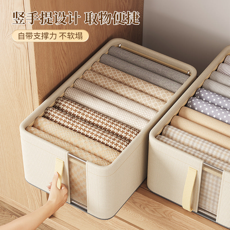 Oxford cloth mesh steel frame storage box visual desktop storage box household wardrobe clothes separation dormitory storage box