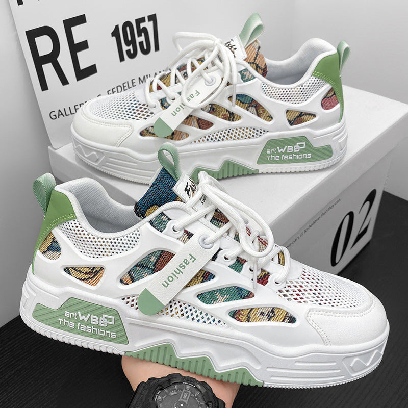 Men's shoes 2026 spring/summer new breathable trendy height-increasing sneakers student versatile casual sports white shoes for men
