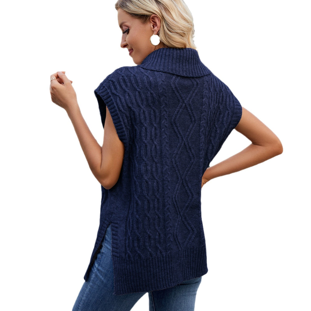 Fashion cross-border foreign trade women's clothing  independent station new arrivalcasual turtleneck sweater knitted vest vest trendy