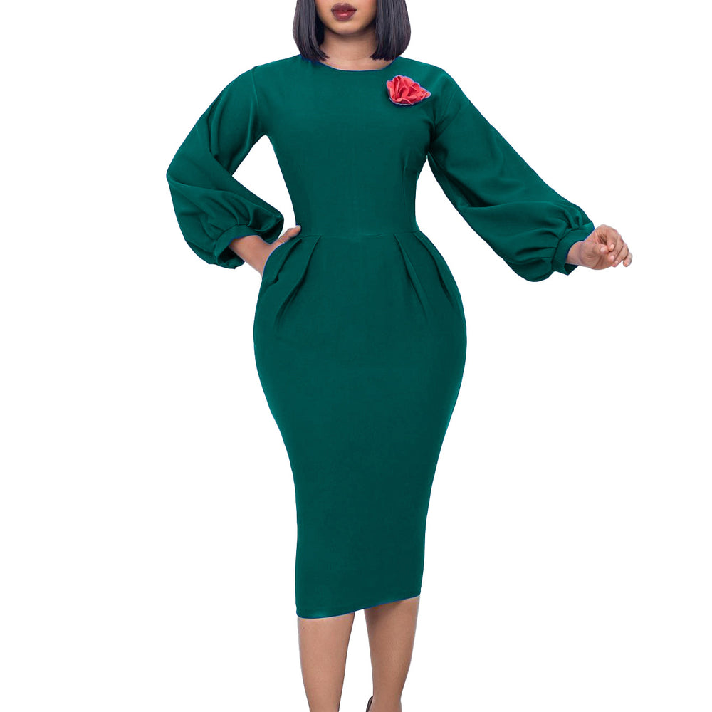 D410 women's foreign trade dress,  autumn/winter new collection, solid color bodycon professional ol style, plus size african european and american dress